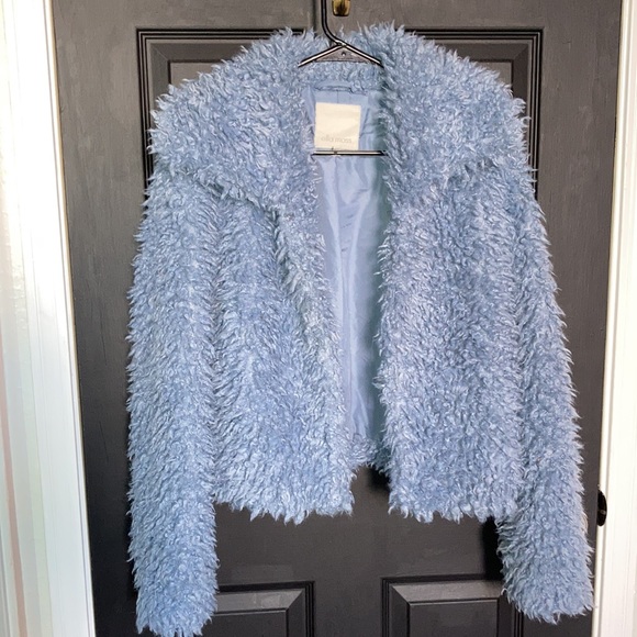 Ella Moss Blue Sasha Faux Fur Sweater Jacket - Picture 3 of 5